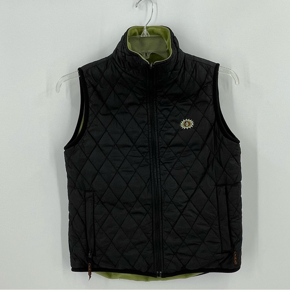 * Oobe Reversible Black/green Quilted/fleece Vest Sz Large